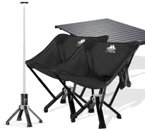 4-Pack: 2xBlack Classic Chairs 1xLong Table 1xLight