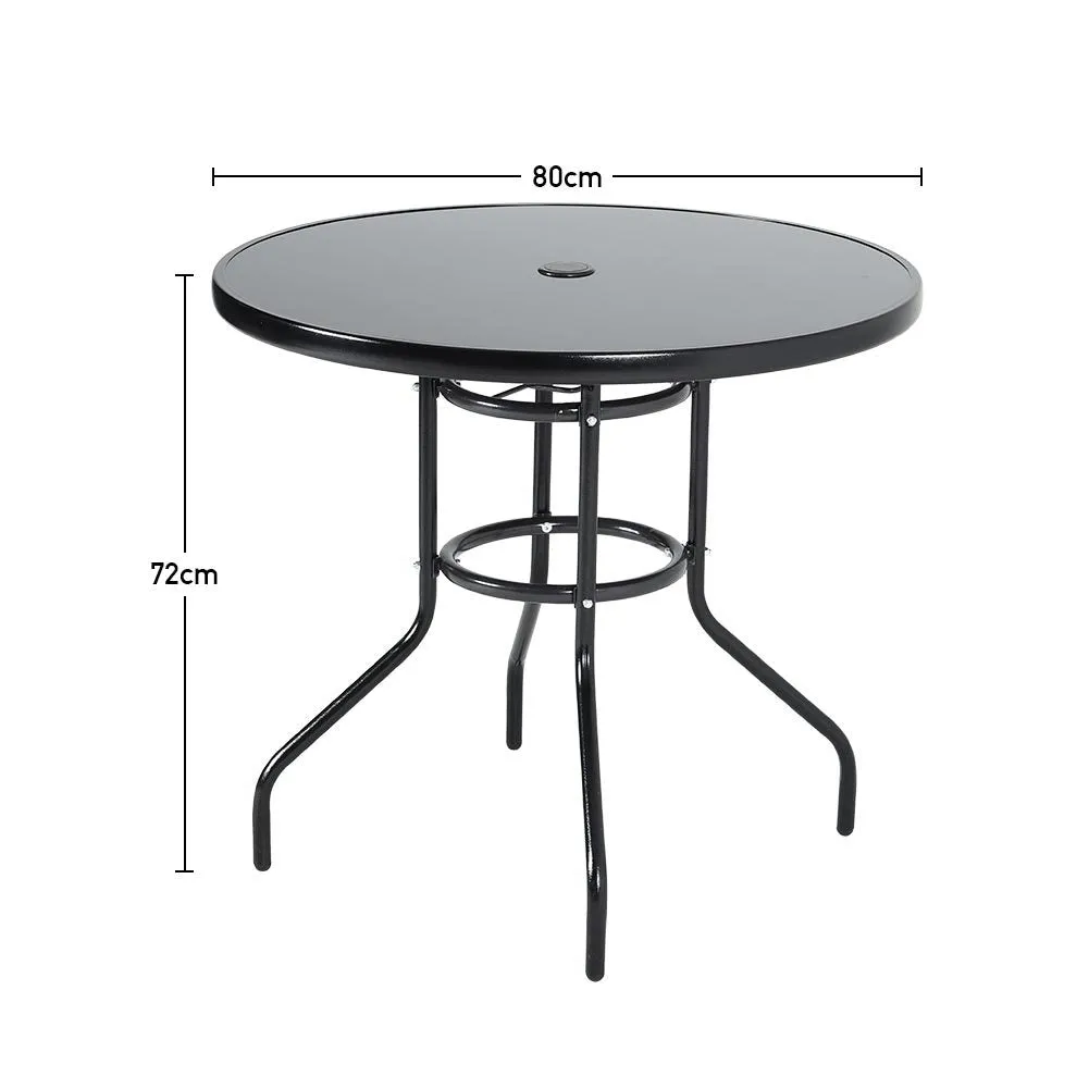 4 Seater Outdoor Round Table Garden Tempered Glass Table and Rattan Chairs