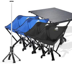 6-Pack: 4xClassic Chairs(Black Blue) 1xLong Table 1xLight