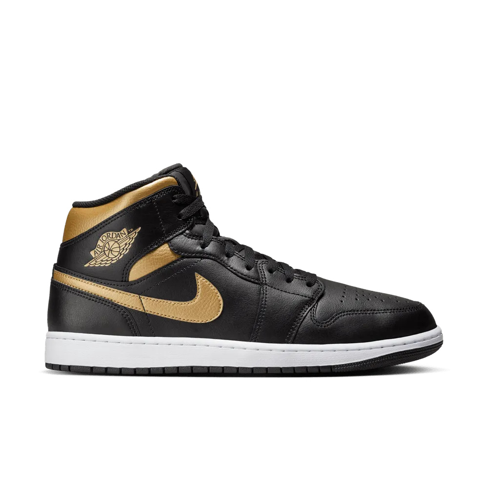 Air Jordan 1 Mid Black Metallic Gold