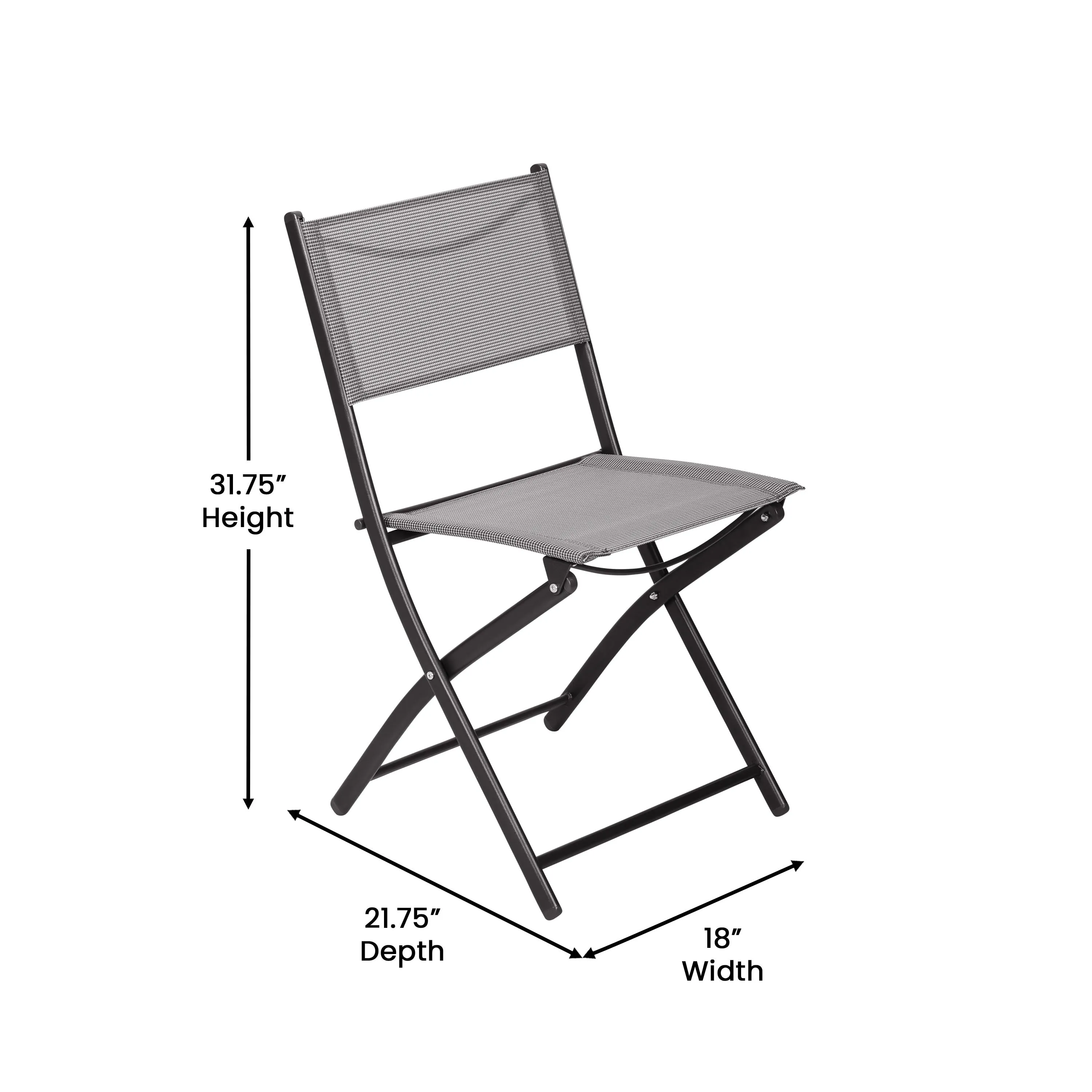 Brazos Set of 2 Commercial Grade Indoor/Outdoor Folding Chairs with Flex Comfort Material Backs and Seats and Metal Frames