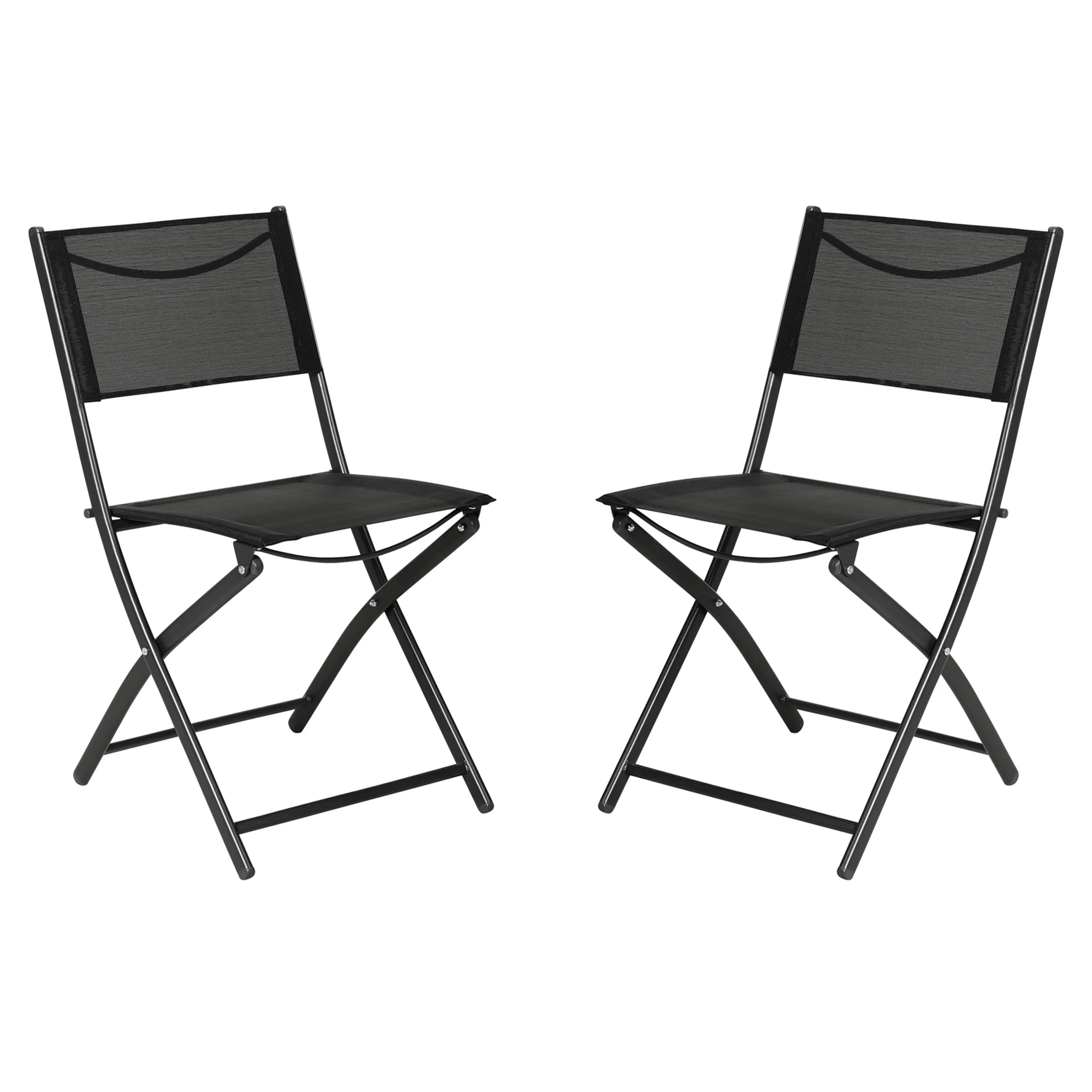 Brazos Set of 2 Commercial Grade Indoor/Outdoor Folding Chairs with Flex Comfort Material Backs and Seats and Metal Frames