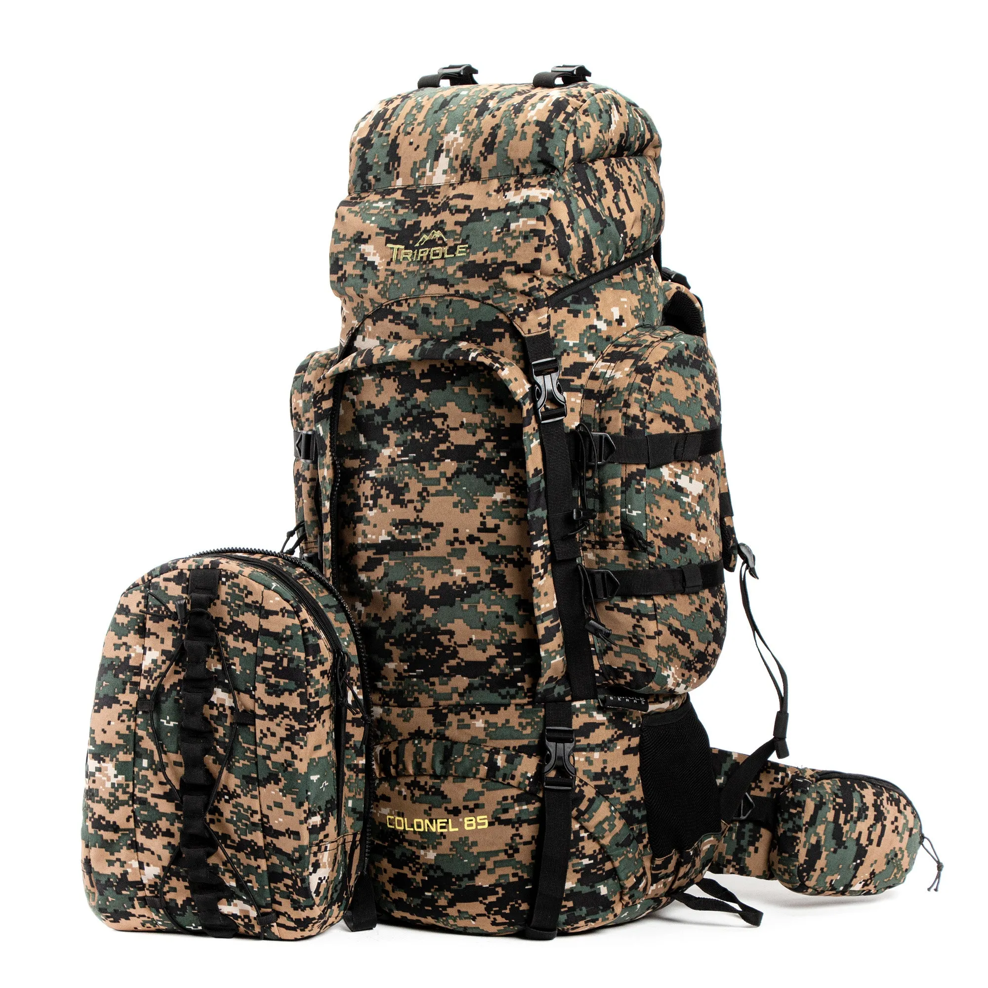 Colonel Series 85 Litre Rucksack   Detachable Day Pack & Rain Cover | Digital Camouflage