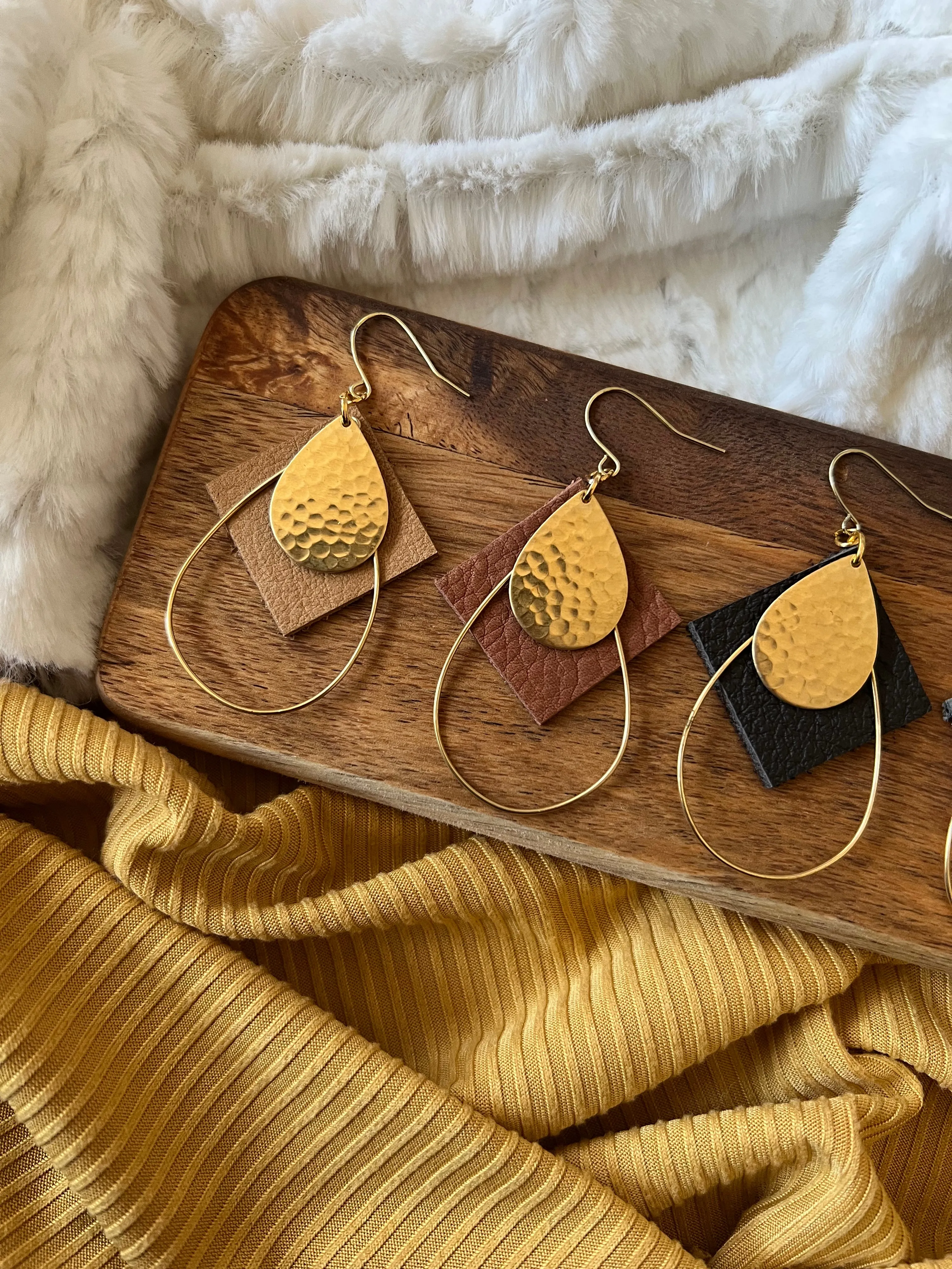 Compass Leather Earrings