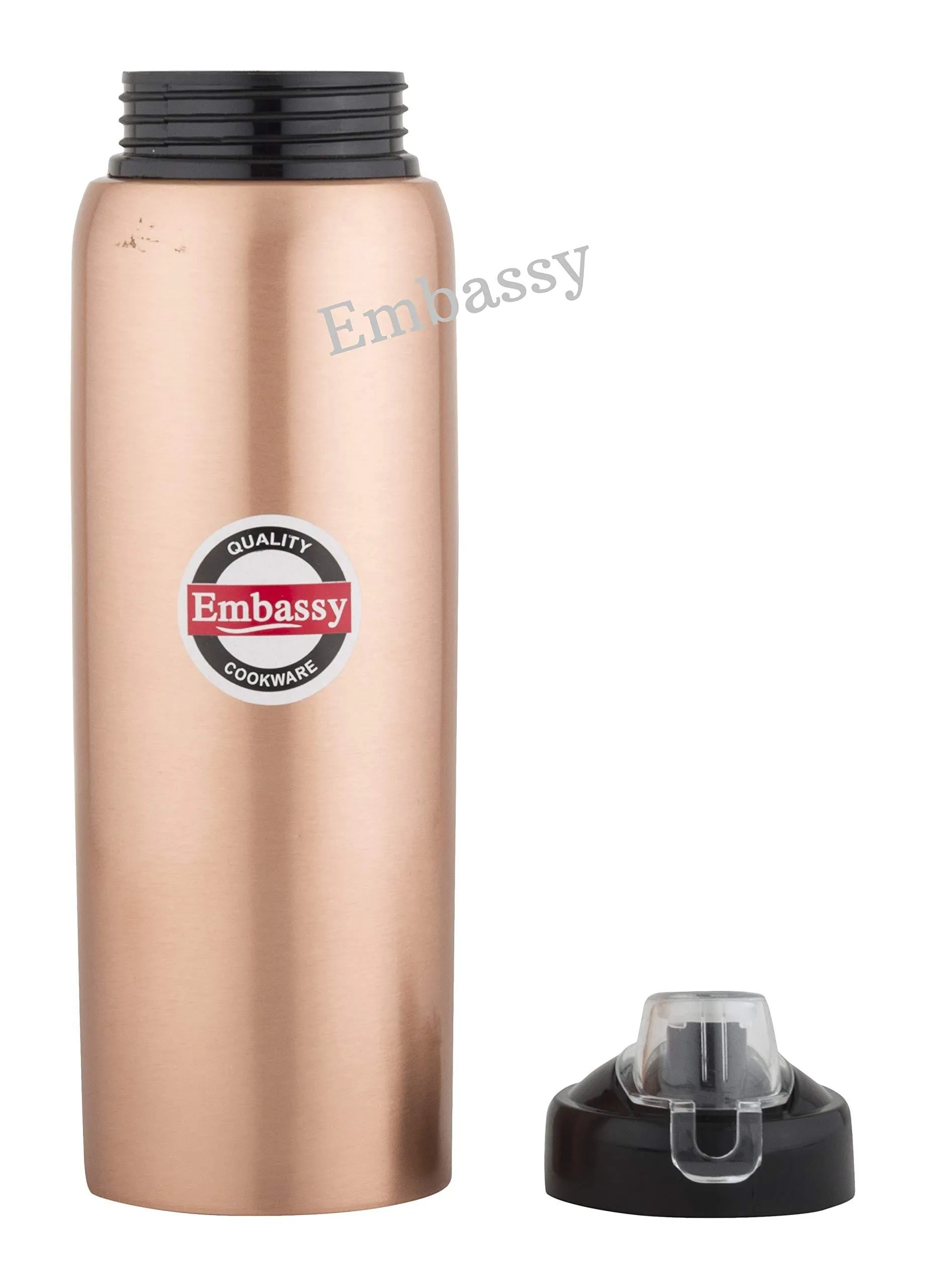 Embassy Premium Copper Water Bottle, Sipper, 1000 ml, Pack of 2 - Leak-Proof, Jointless and Pure Copper