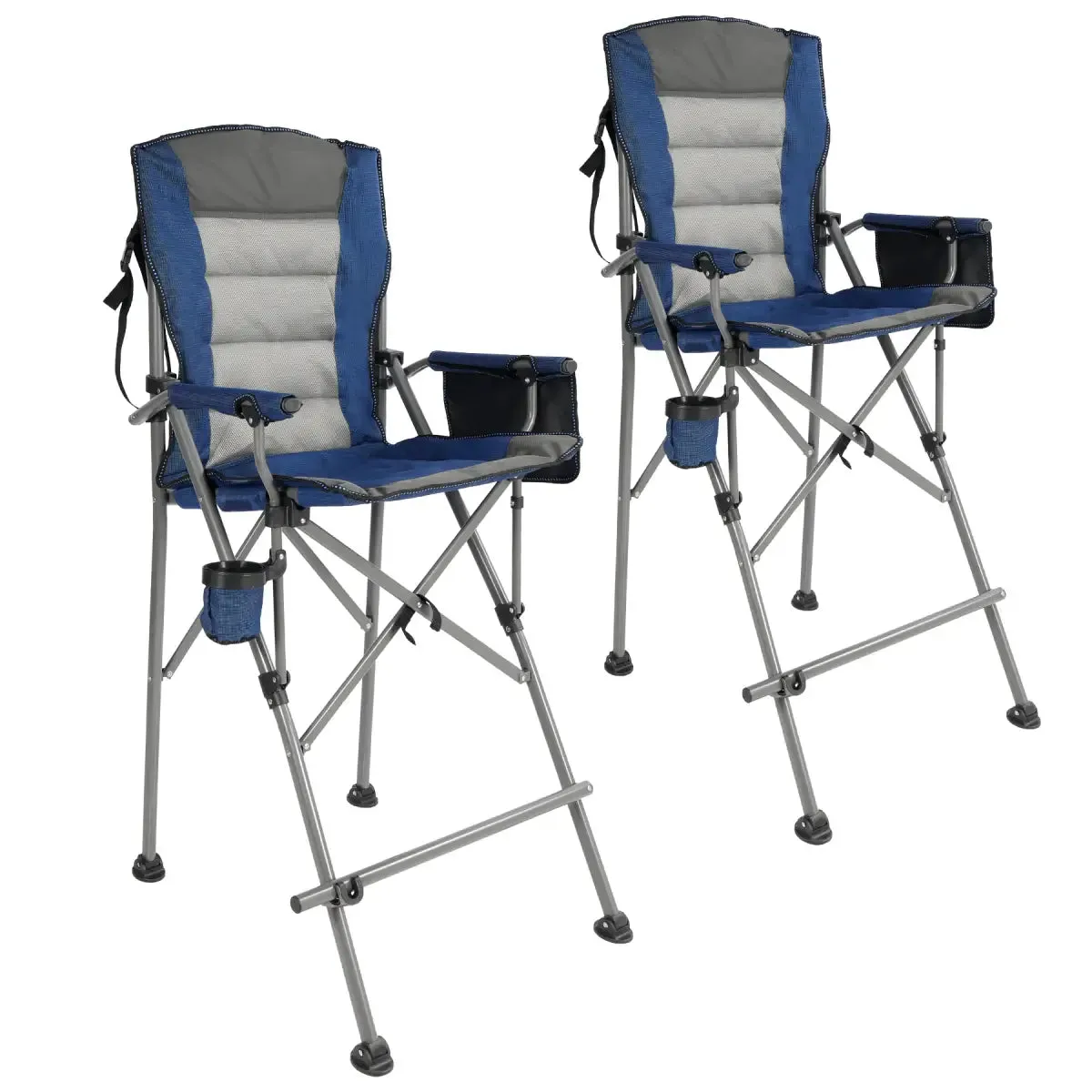 Extra Tall Bar Height Foldable Director Chairs for Adults with High Back and Hard Arms, Support 330lbs