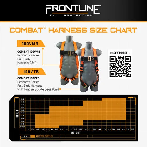 Frontline K100-62R Combat Compliance Kit - Harness, 6' Double Rebar Hook Leg Lanyard and Drawstring Bag