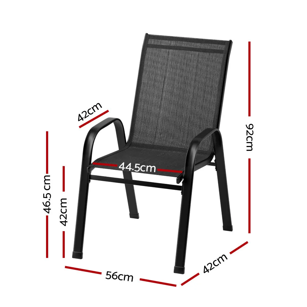 Gardeon 2X Outdoor Stackable Chairs Lounge Chair Bistro Set Patio Furniture