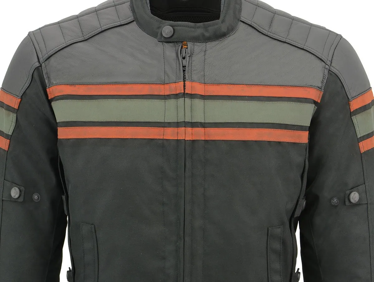 Milwaukee Leather MPM1751 Burnt Orange Leather and Textile Armored Motorcycle Jacket for Men - All Season