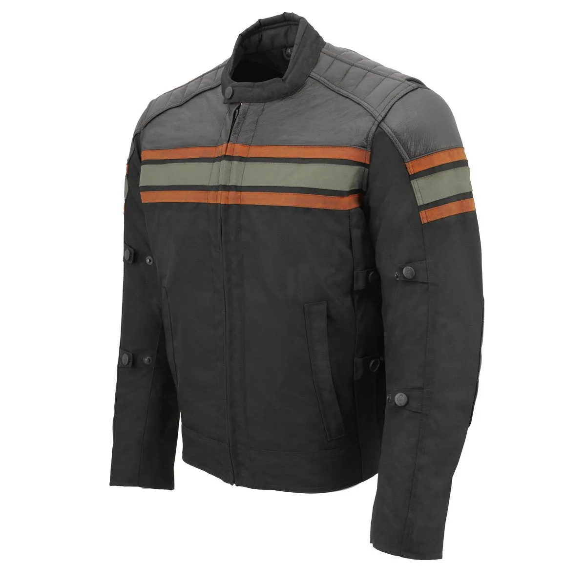 Milwaukee Leather MPM1751 Burnt Orange Leather and Textile Armored Motorcycle Jacket for Men - All Season