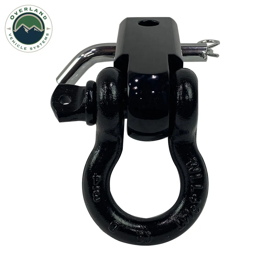 Overland Vehicle Systems - Receiver Mount Recovery Shackle 3/4" 4.75 Ton with Dual Hole Black Universal