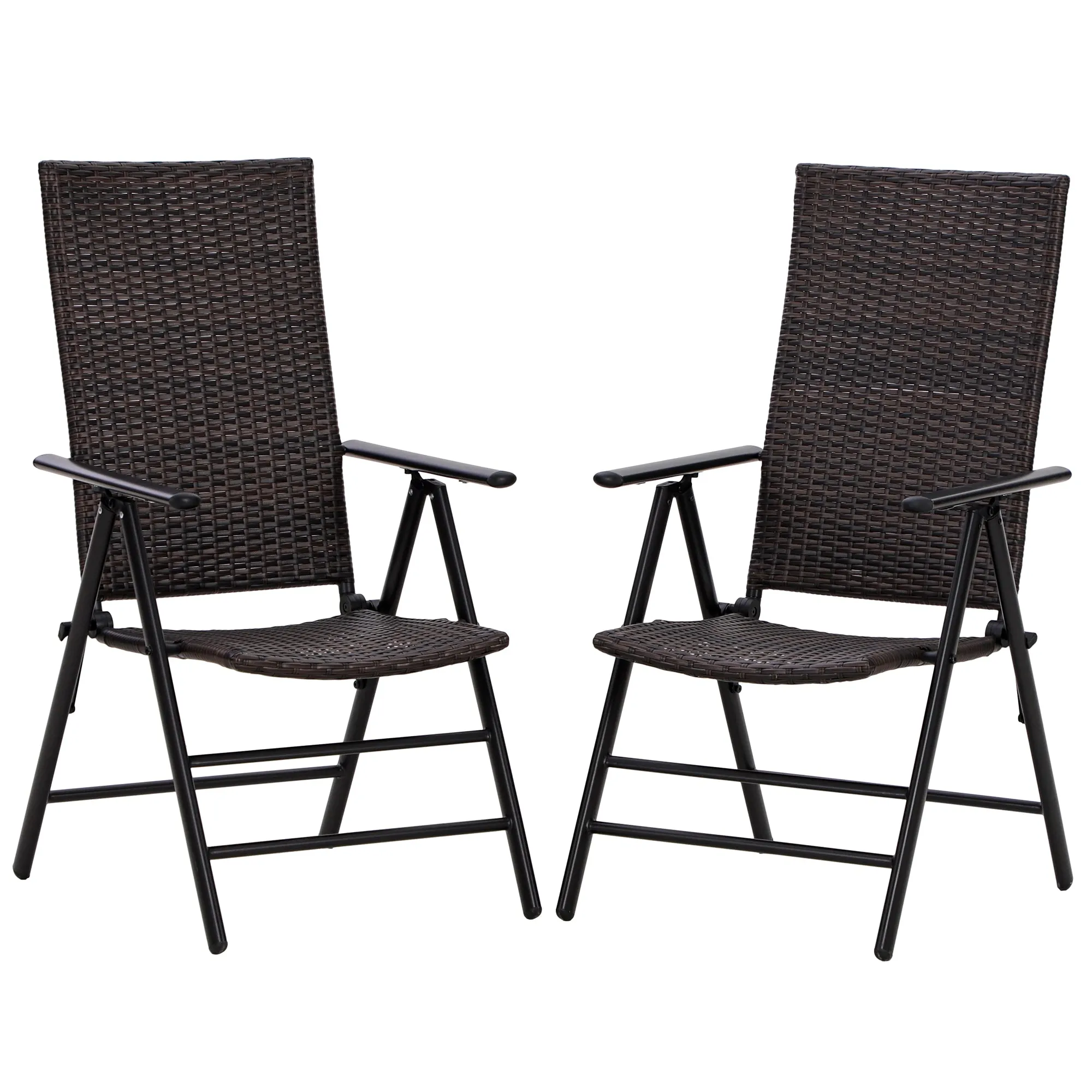 Phi Villa Folding Rattan Dining Chair Aluminum & Steel Frame Set of 2