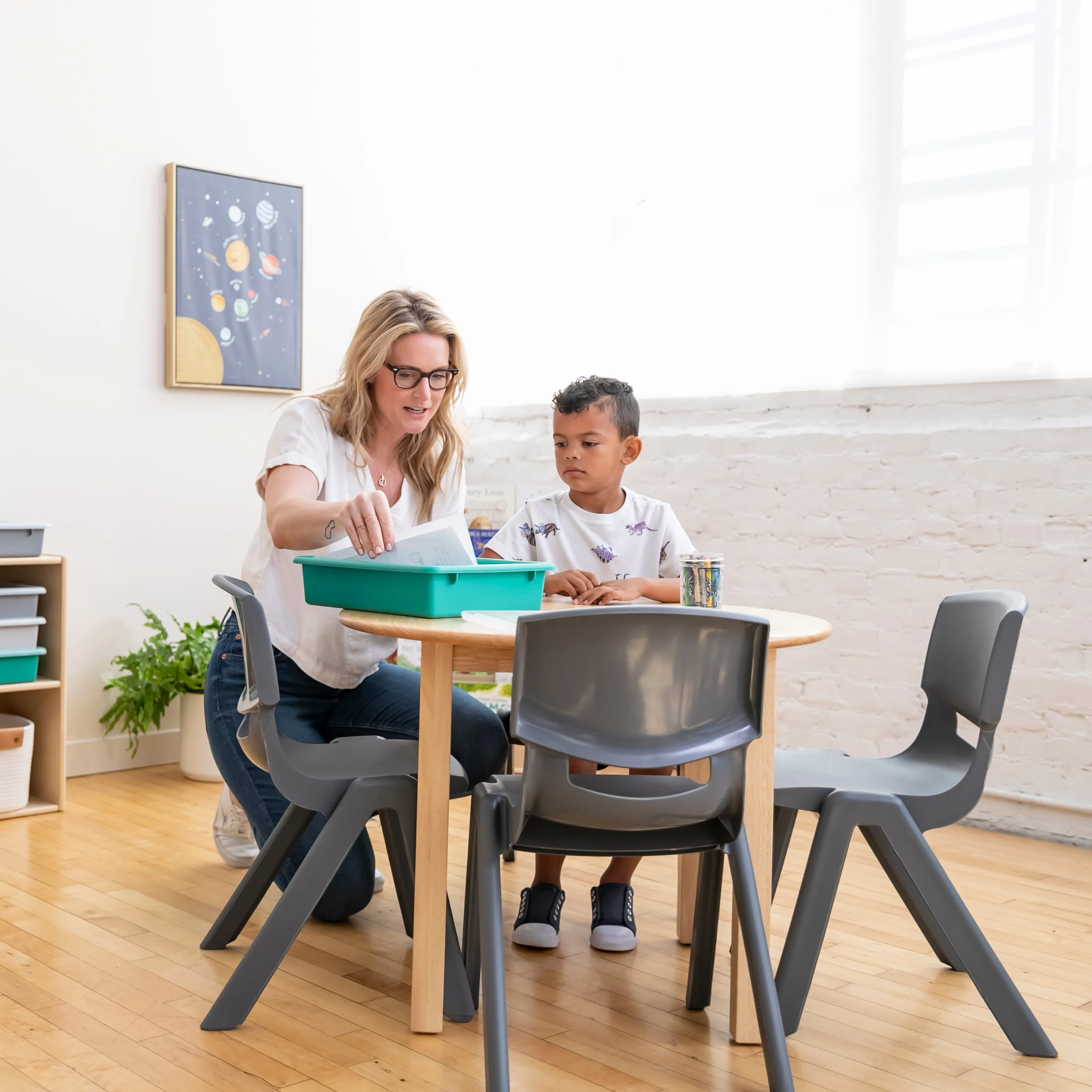 Plastic School Stack Chair for Indoors and Outdoors, Flexible Seating, 14in Seat Height, 4-Pack