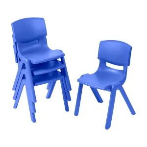 Plastic School Stack Chair for Indoors and Outdoors, Flexible Seating, 14in Seat Height, 4-Pack