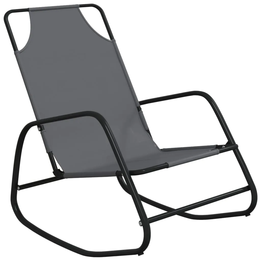 Rocking Sun Loungers 2 pcs Grey Steel and Textilene