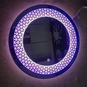 Round Glass LED Mirror with Touch Sensor, 24x24 cm, Warm/White/Cool Light, Dimmer