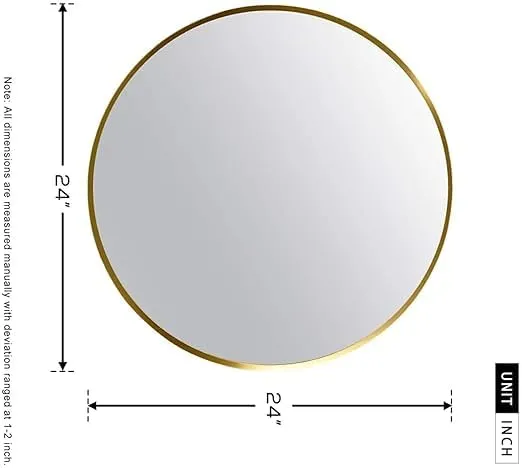 Round Glass LED Mirror with Touch Sensor, 24x24 cm, Warm/White/Cool Light, Dimmer