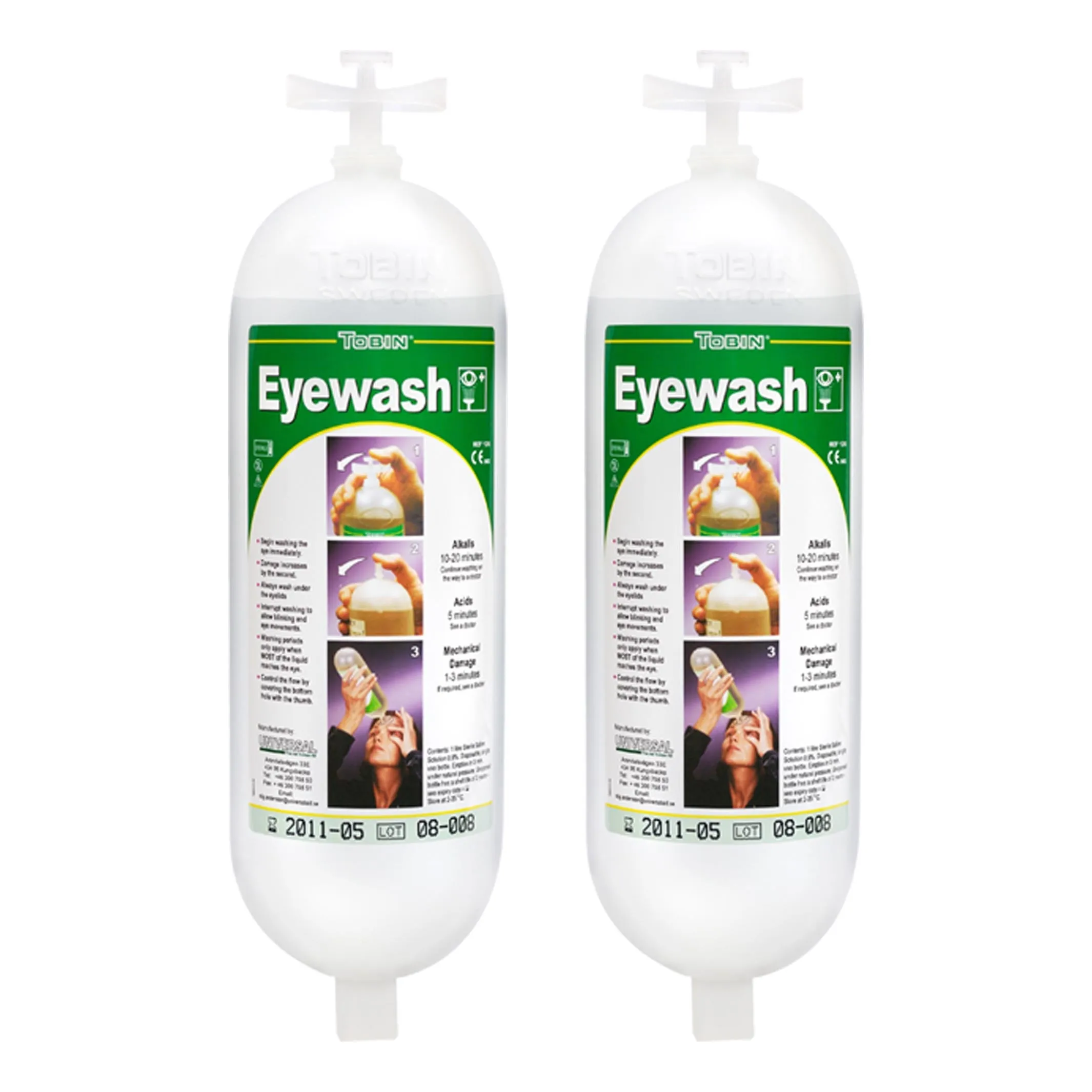 Safety Shower Eye Wash Unit Replacement Bottles 2 x 1L Bottles