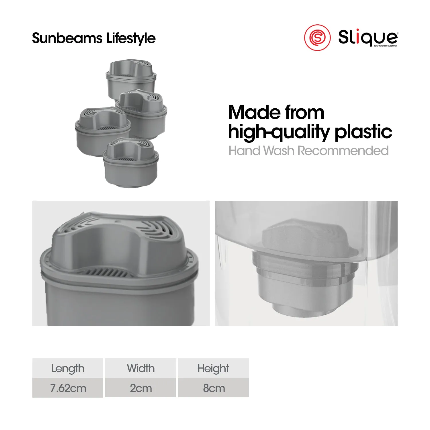 SLIQUE Water Filter Pitcher 1200mL w/ 1pc Filter Cartridge