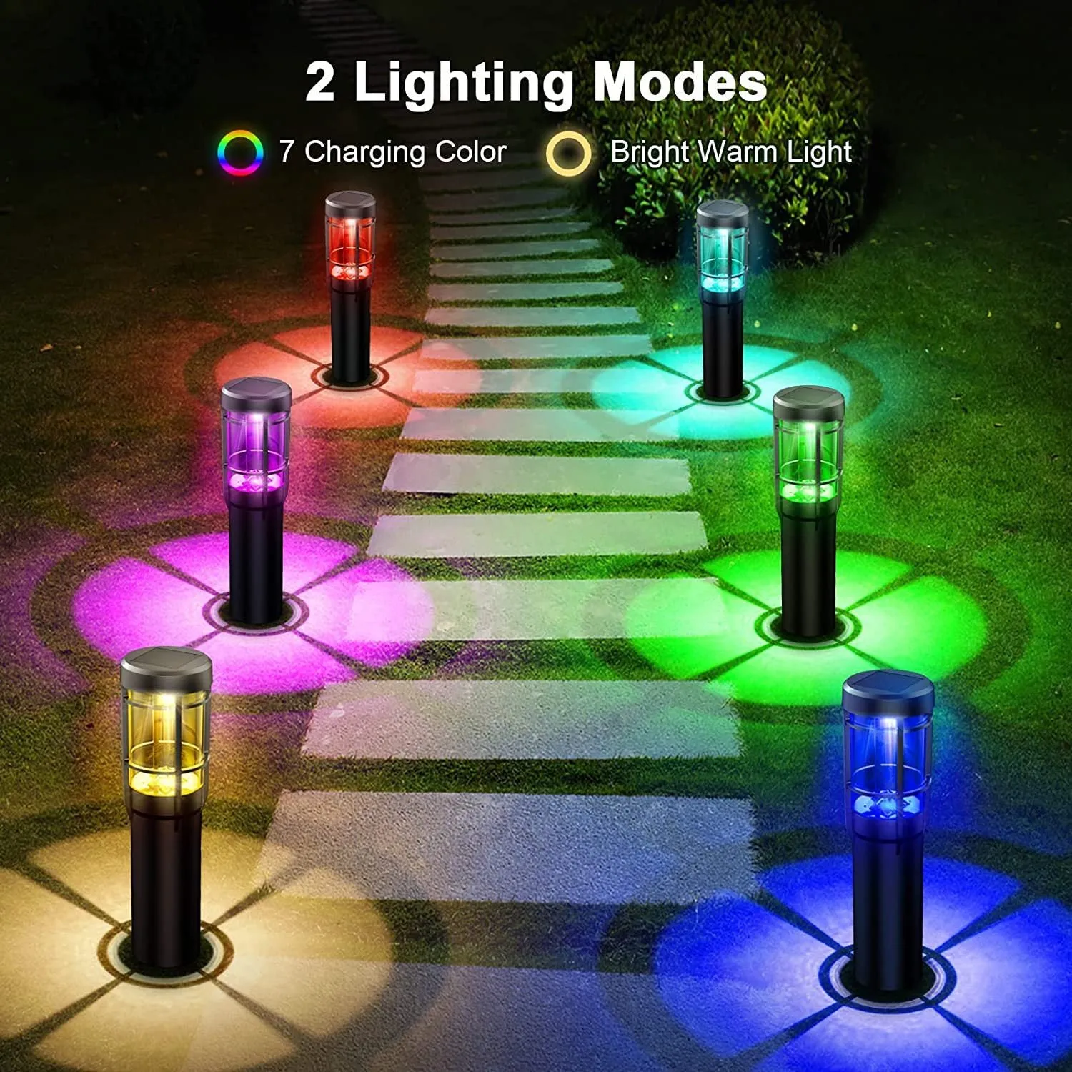 Solar Powered LED Bollard Pathway Lights for Outdoor Home Garden Waterproof Flickering Decoration Landscape Dancing Lamp