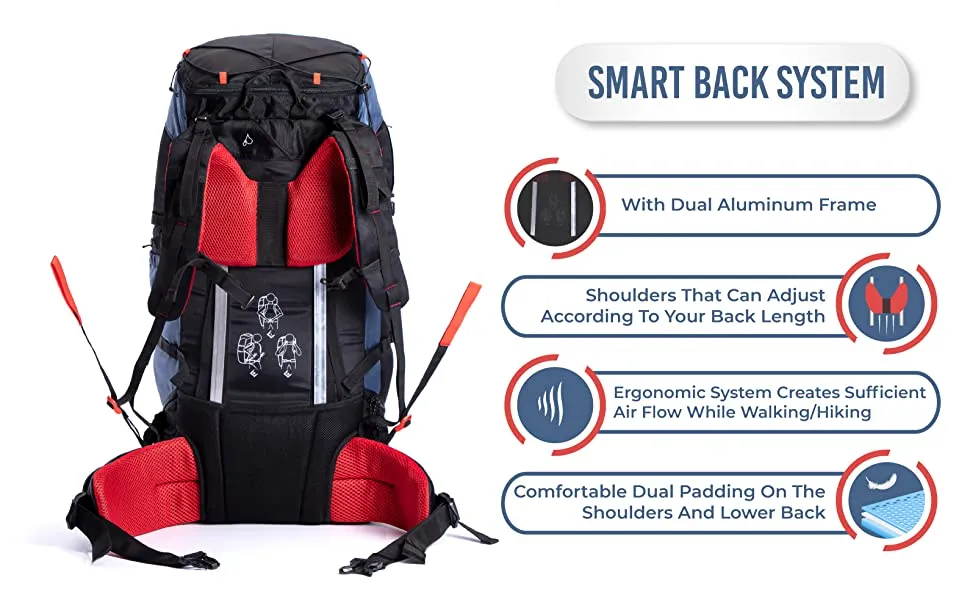 Tripole Terra Backpacking and Trekking Rucksack with Front Opening, Rain Cover and Metal Frame | Indian Army | 50 Litres