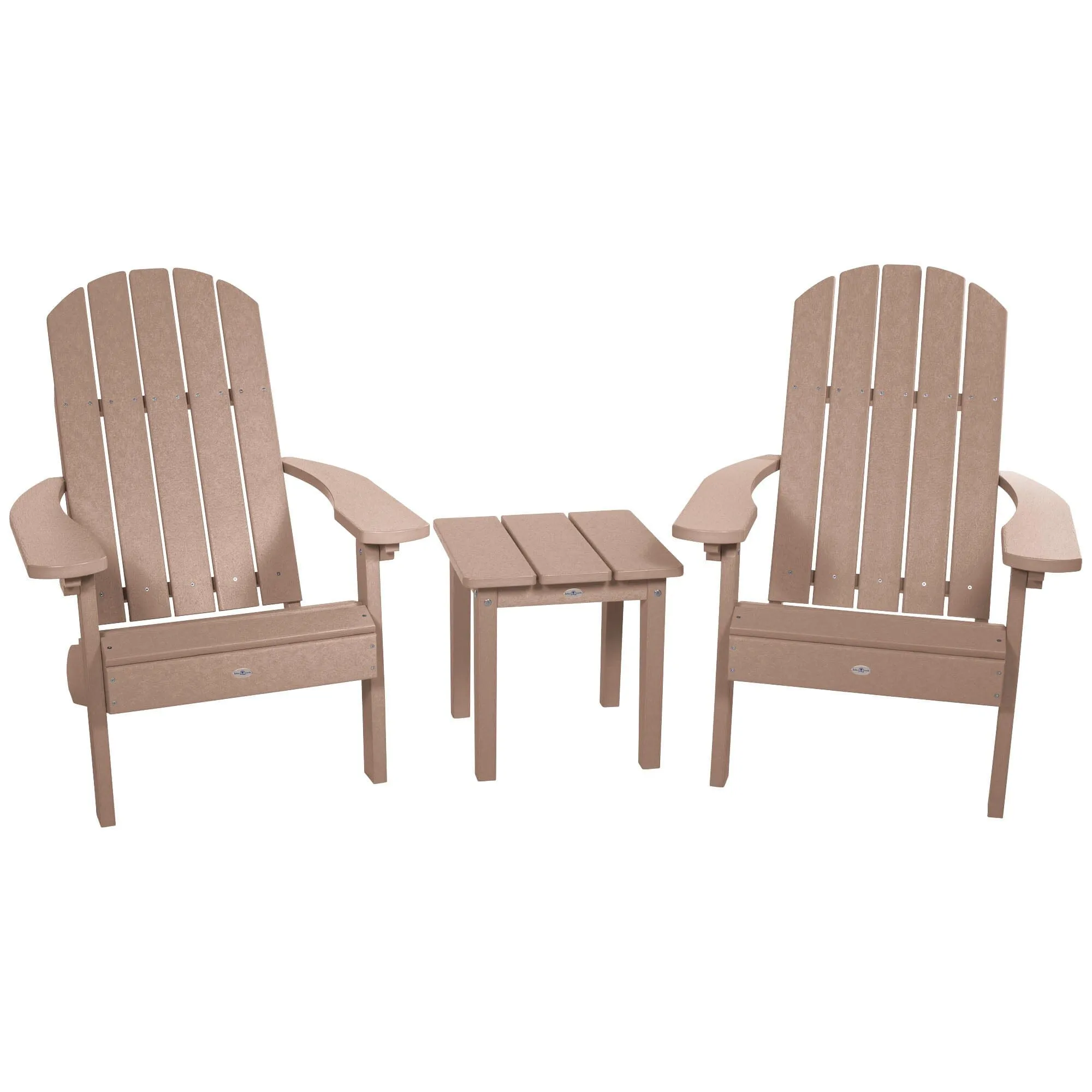 Two Cape Classic Adirondack Chairs and Side Table Set