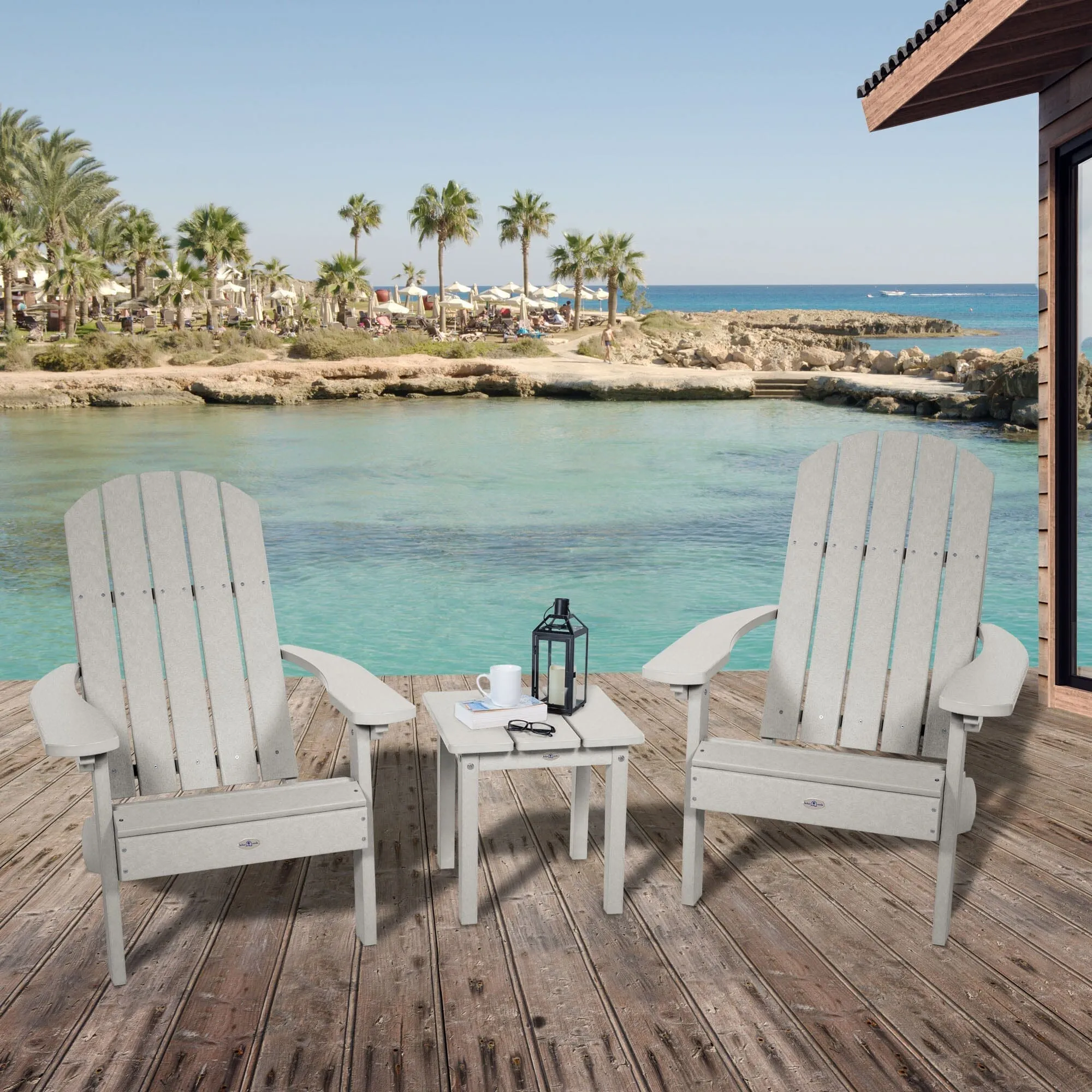 Two Cape Classic Adirondack Chairs and Side Table Set