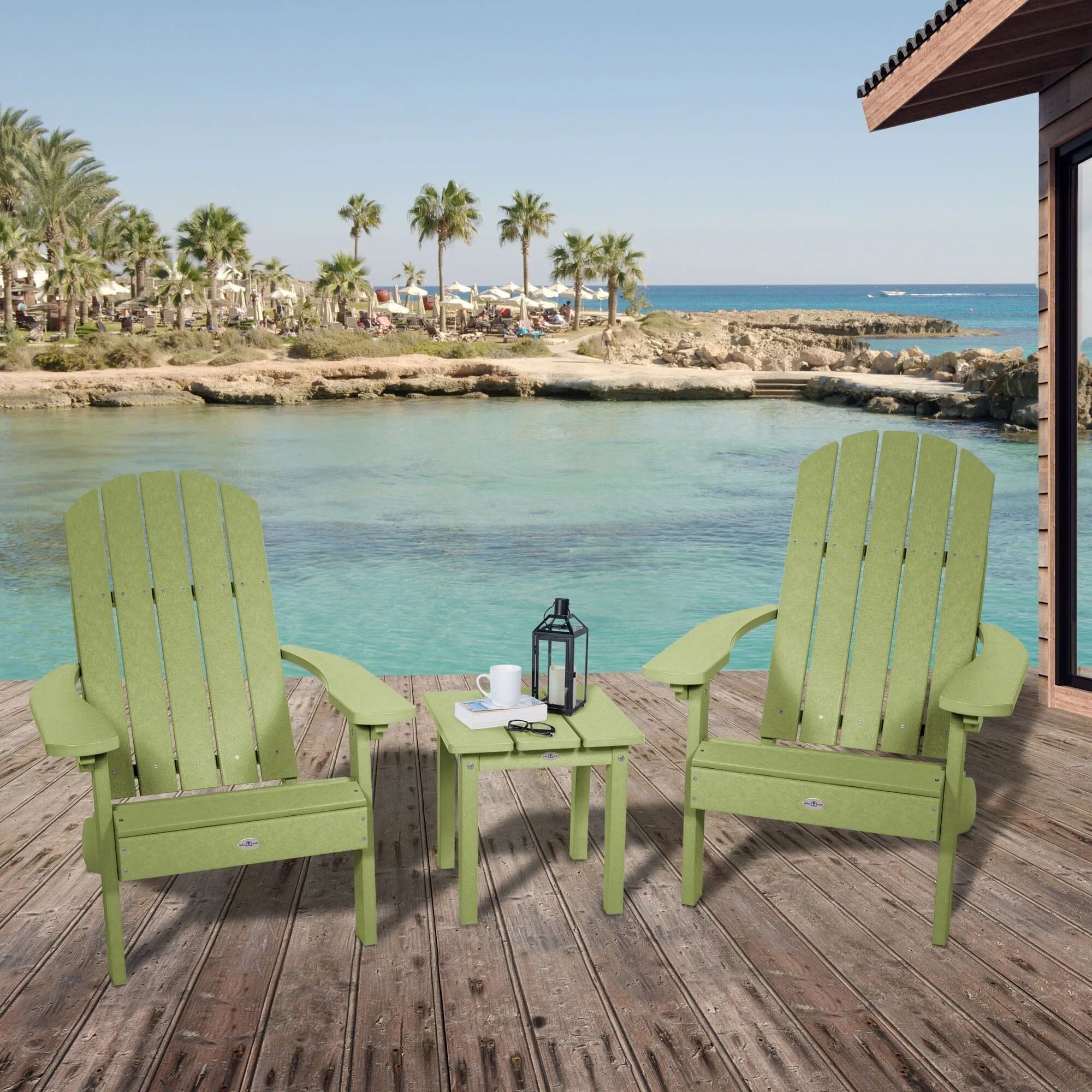 Two Cape Classic Adirondack Chairs and Side Table Set