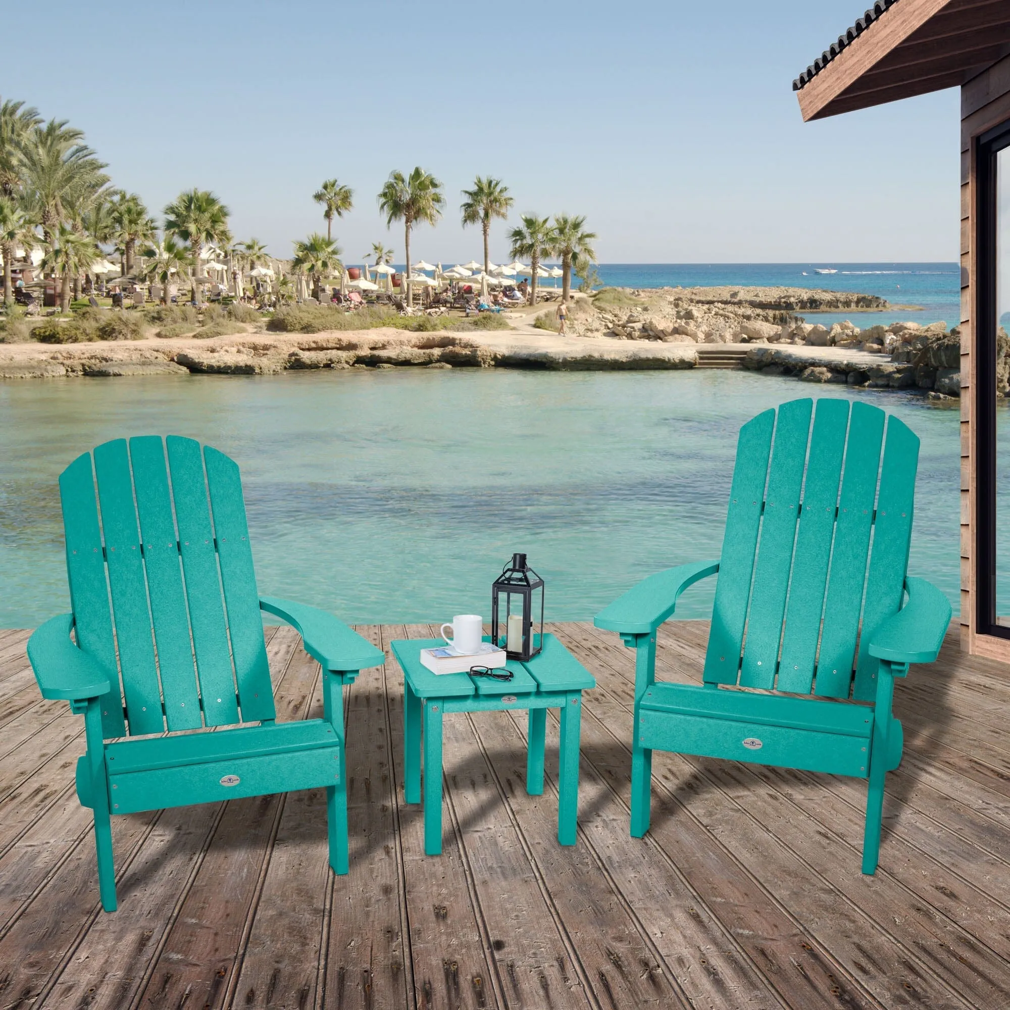 Two Cape Classic Adirondack Chairs and Side Table Set