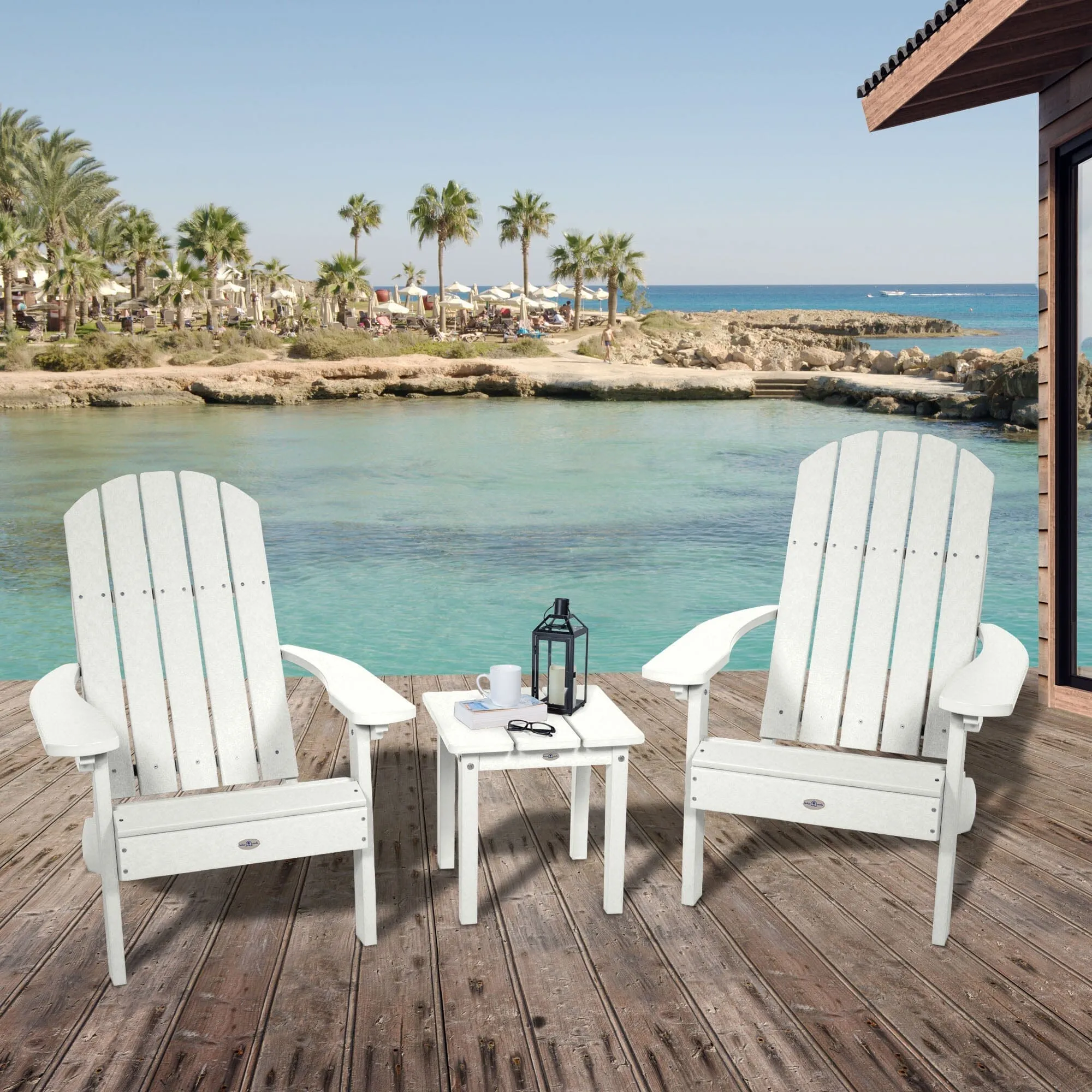 Two Cape Classic Adirondack Chairs and Side Table Set