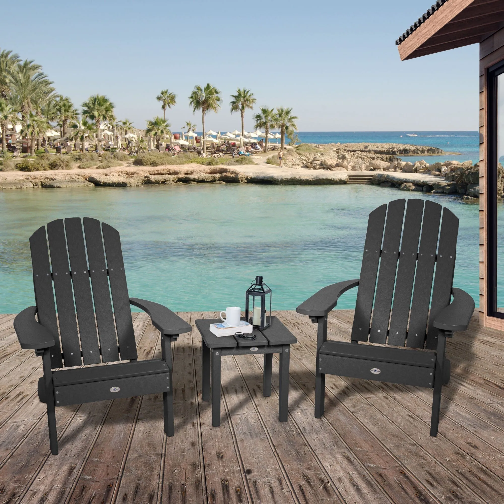 Two Cape Classic Adirondack Chairs and Side Table Set