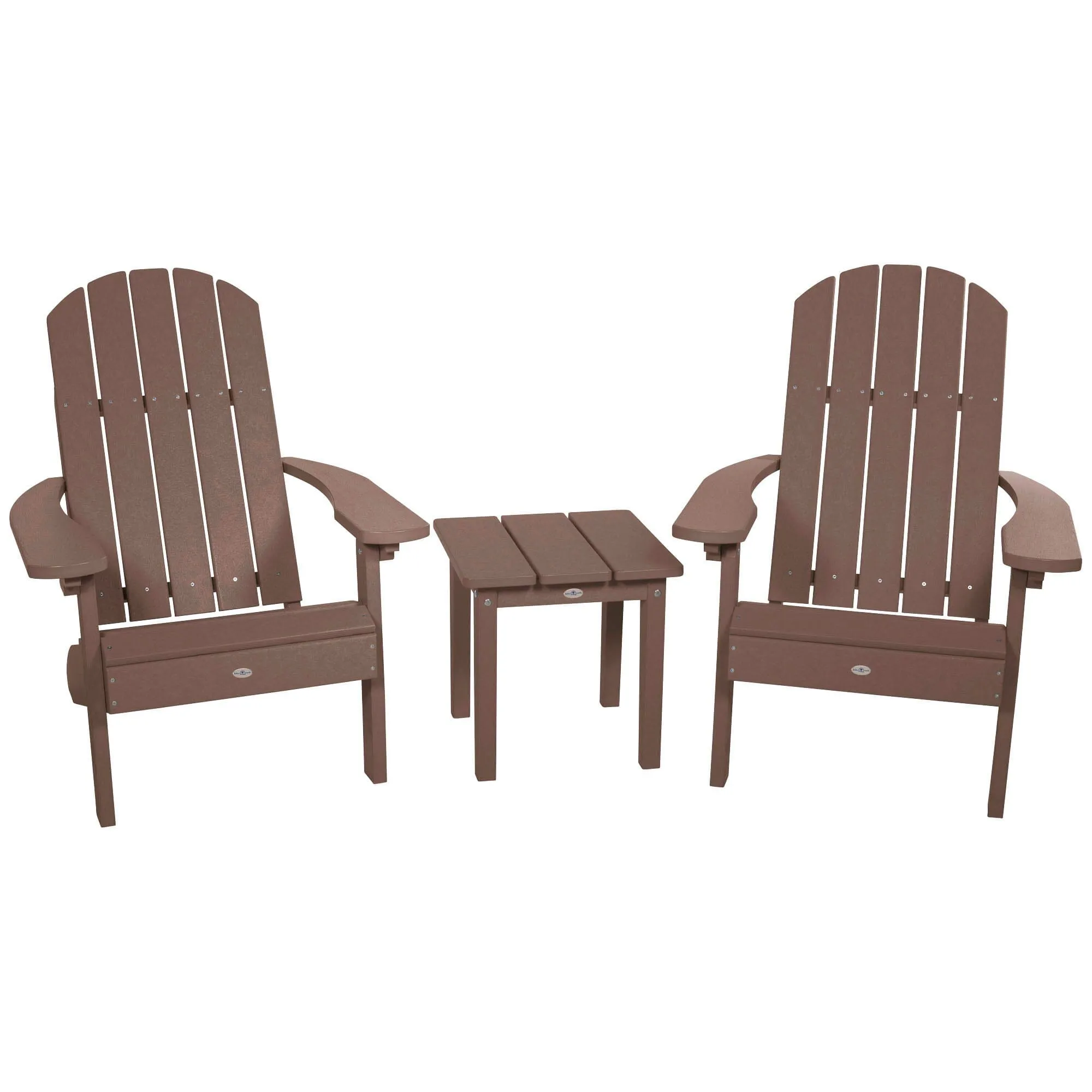 Two Cape Classic Adirondack Chairs and Side Table Set