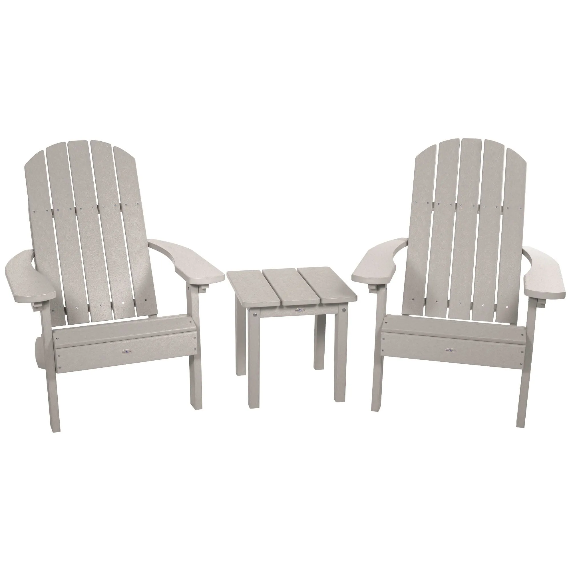 Two Cape Classic Adirondack Chairs and Side Table Set