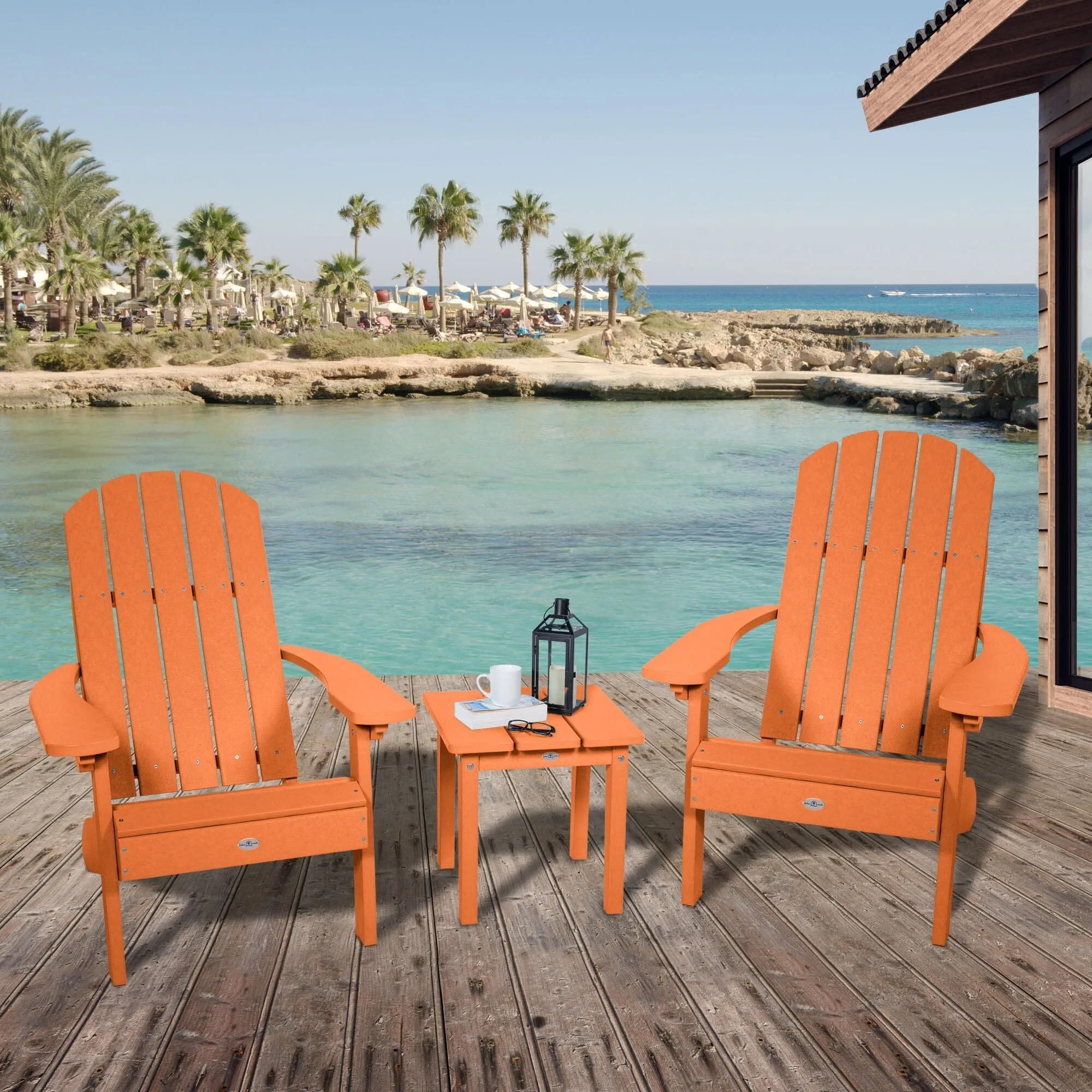 Two Cape Classic Adirondack Chairs and Side Table Set