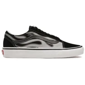 Vans Men's Reflective Flame Old Skool Shoes - Black / Grey