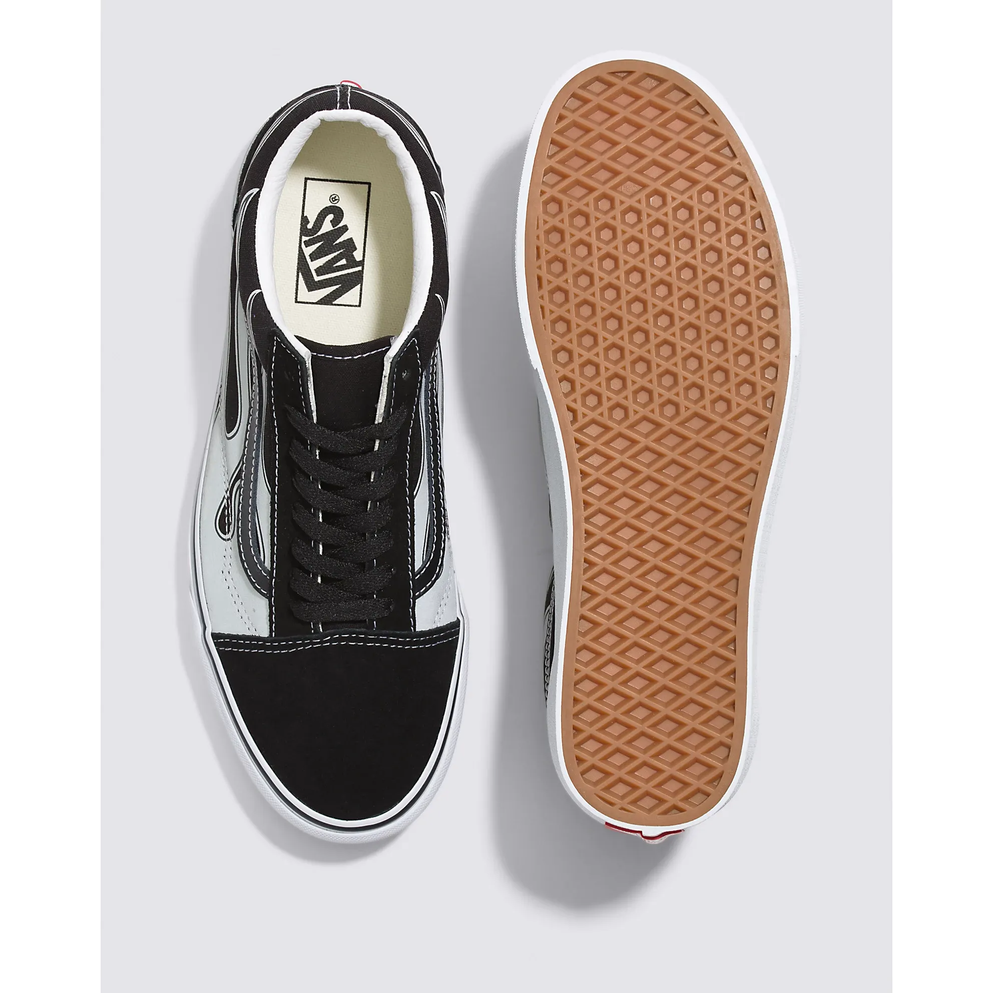 Vans Men's Reflective Flame Old Skool Shoes - Black / Grey