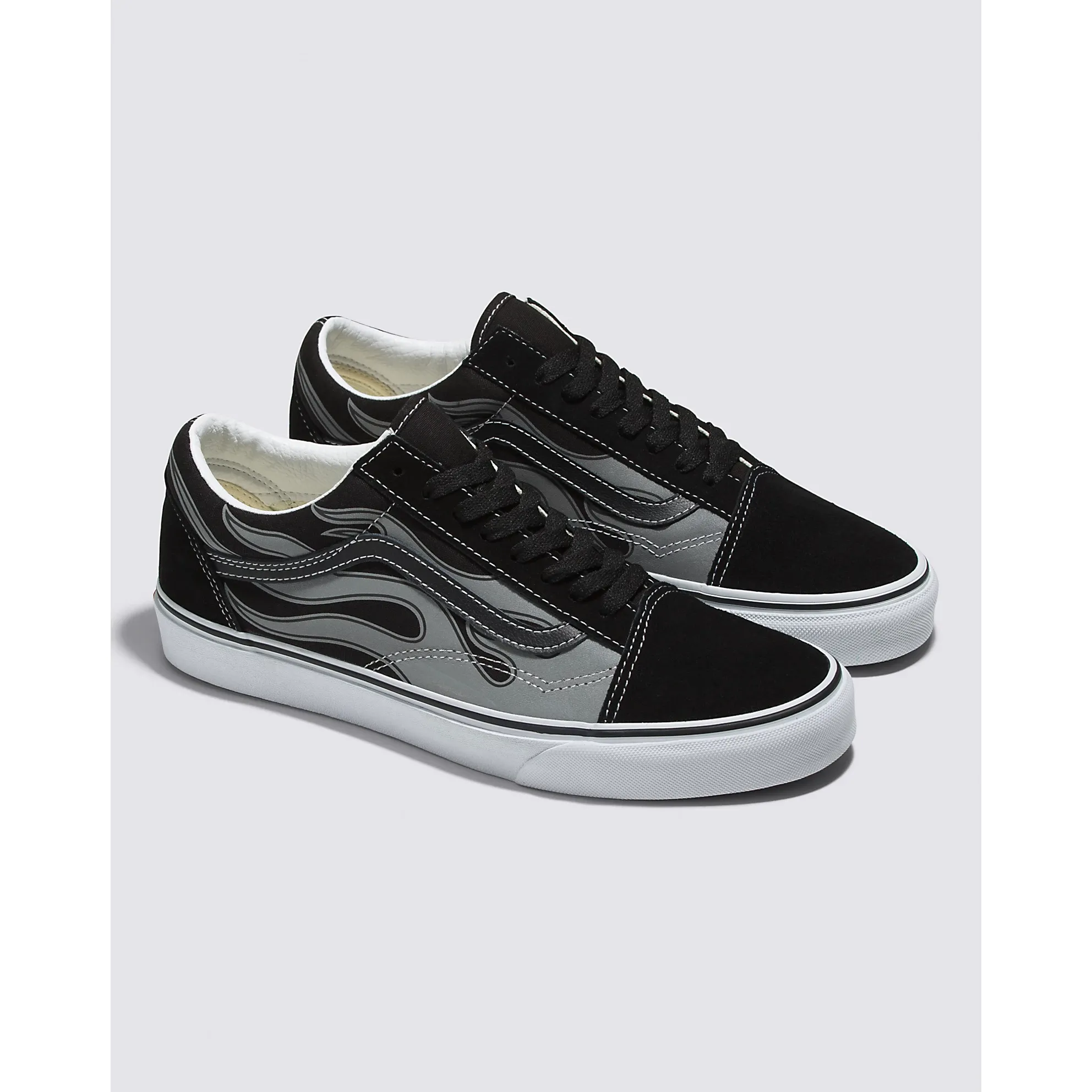 Vans Men's Reflective Flame Old Skool Shoes - Black / Grey