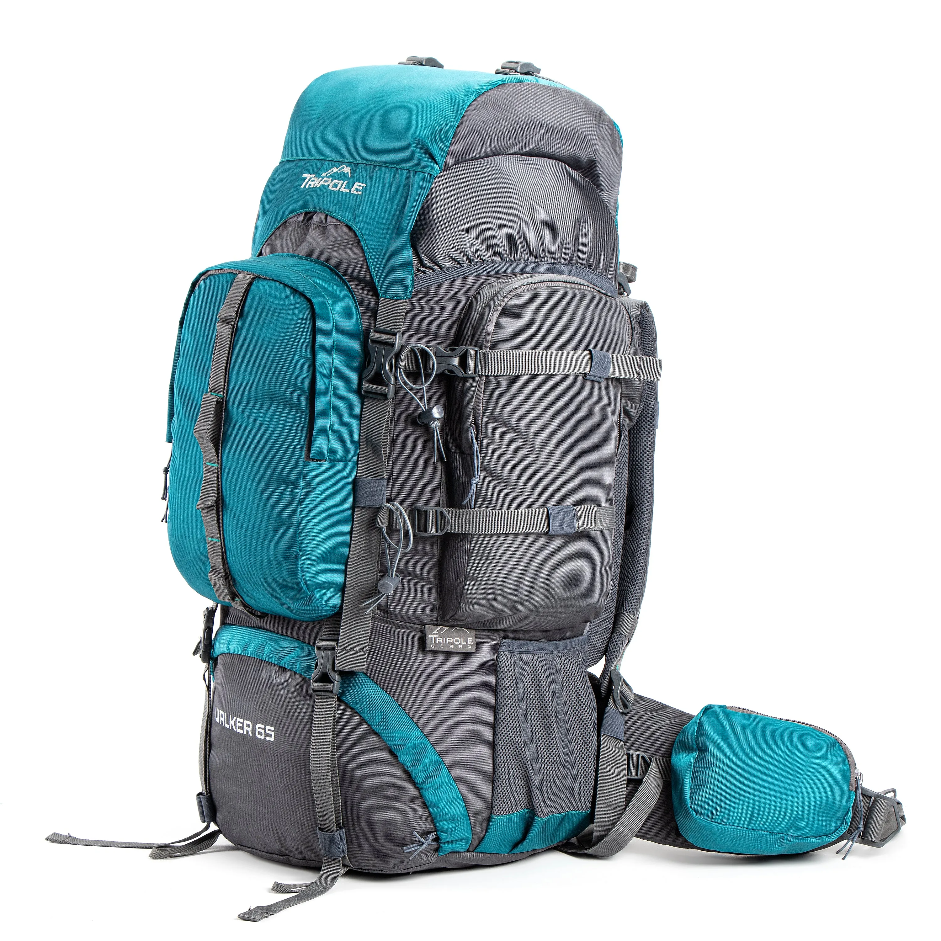 Walker 65 Litre Rucksack (Grey & Sea Green)   Foldable Day Pack